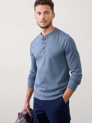 Standard-Fit Mini Ribbed Henley | Banana Republic Factory
