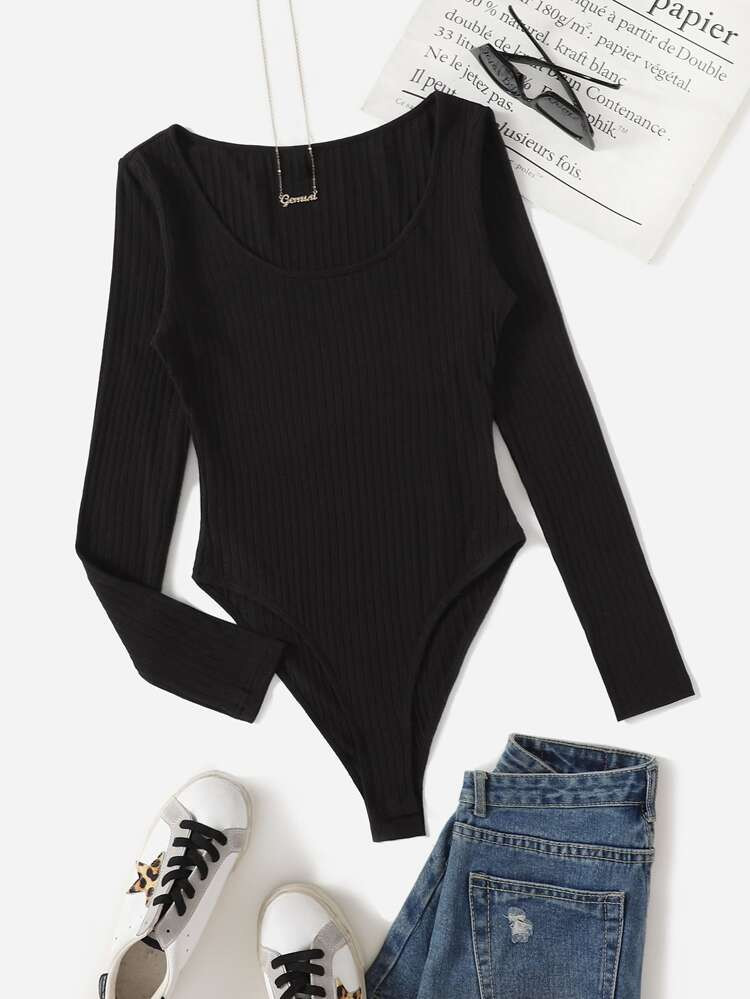 SHEIN EZwear Plus Ribbed Knit Bodysuit | SHEIN