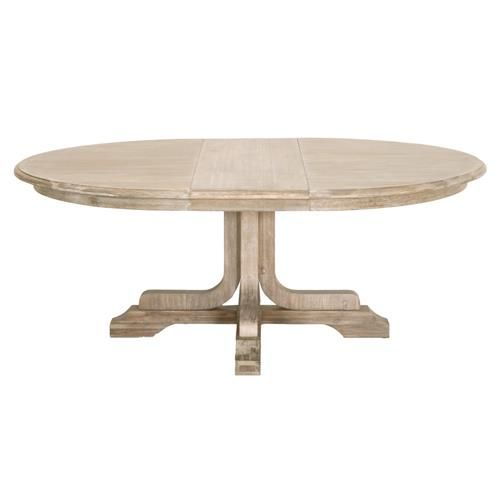 Troy Modern Solid Acacia Pedestal Base Round Extendable Dining Table - 60-77.5"W | Kathy Kuo Home