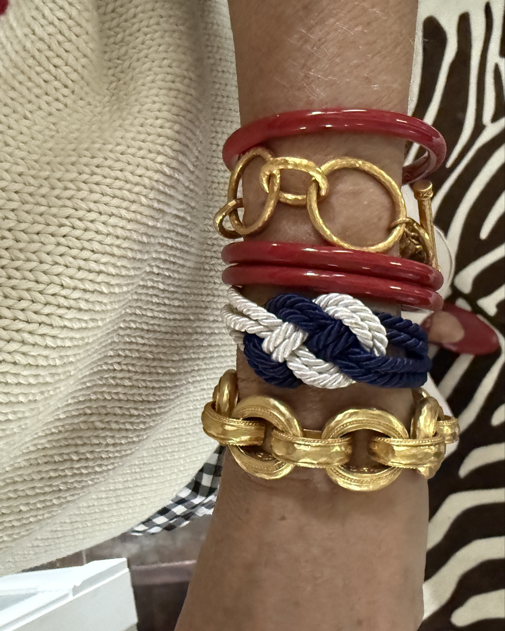 Bracelet stack
Arm candy
Arm party

What every you call it.. I love created them❤️

Here’s a fun styling

Two gold bracelets are Julie Vos 
The red bangles are Budha girl all weather bracelets 

Navy and white rope knott bracelet with anchor .. not linkable  (linked similar) 



#LTKStyleTip #LTKGiftGuide