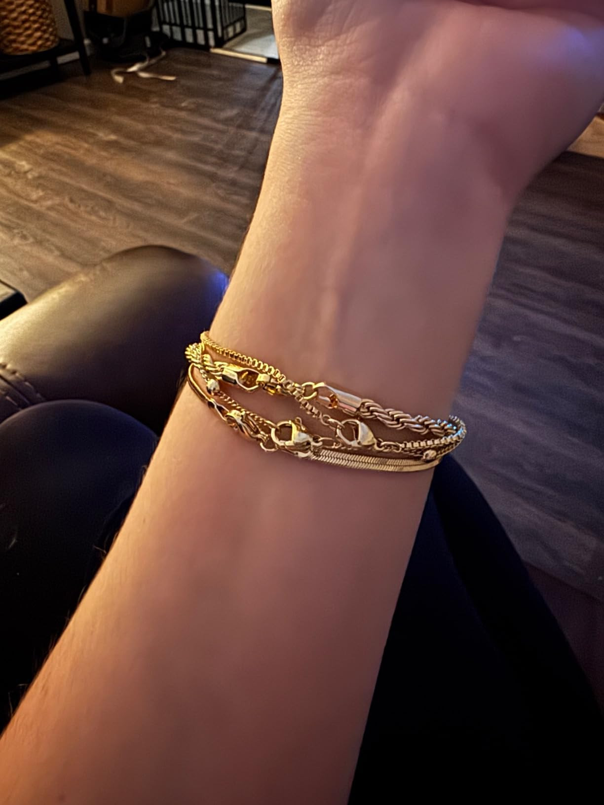 DEARMAY Gold Bracelets for Women Waterproof, 14K Real Gold Jewelry Sets for Women Trendy Thin Dai... | Amazon (US)