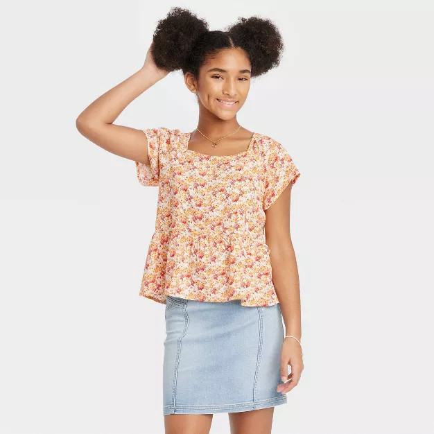 Girls' Peplum Woven Top - art class™ | Target