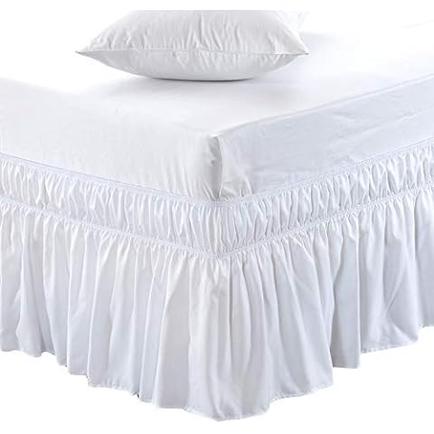 Wrap Around Dust Ruffle Bed Skirt – White - Bed Skirt for Full Size Beds with 15 in. Drop – E... | Amazon (US)