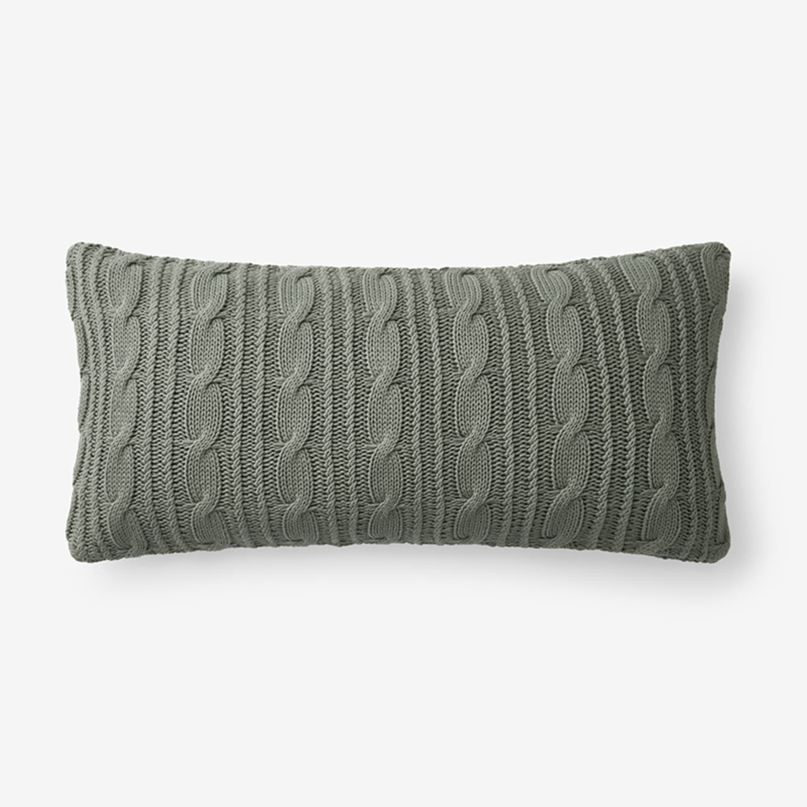 Chunky Cable Knit Decorative Pillow Cover - Khaki/Green | The Company Store