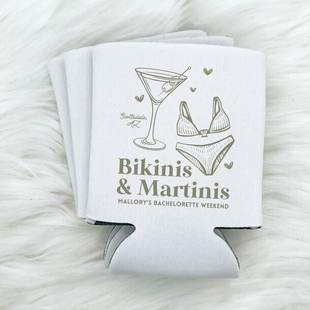 Bikinis and Martinis Beach Bachelorette Beach Bachelorette Can Cooler Last Splash Last Toast Cust... | Etsy (US)