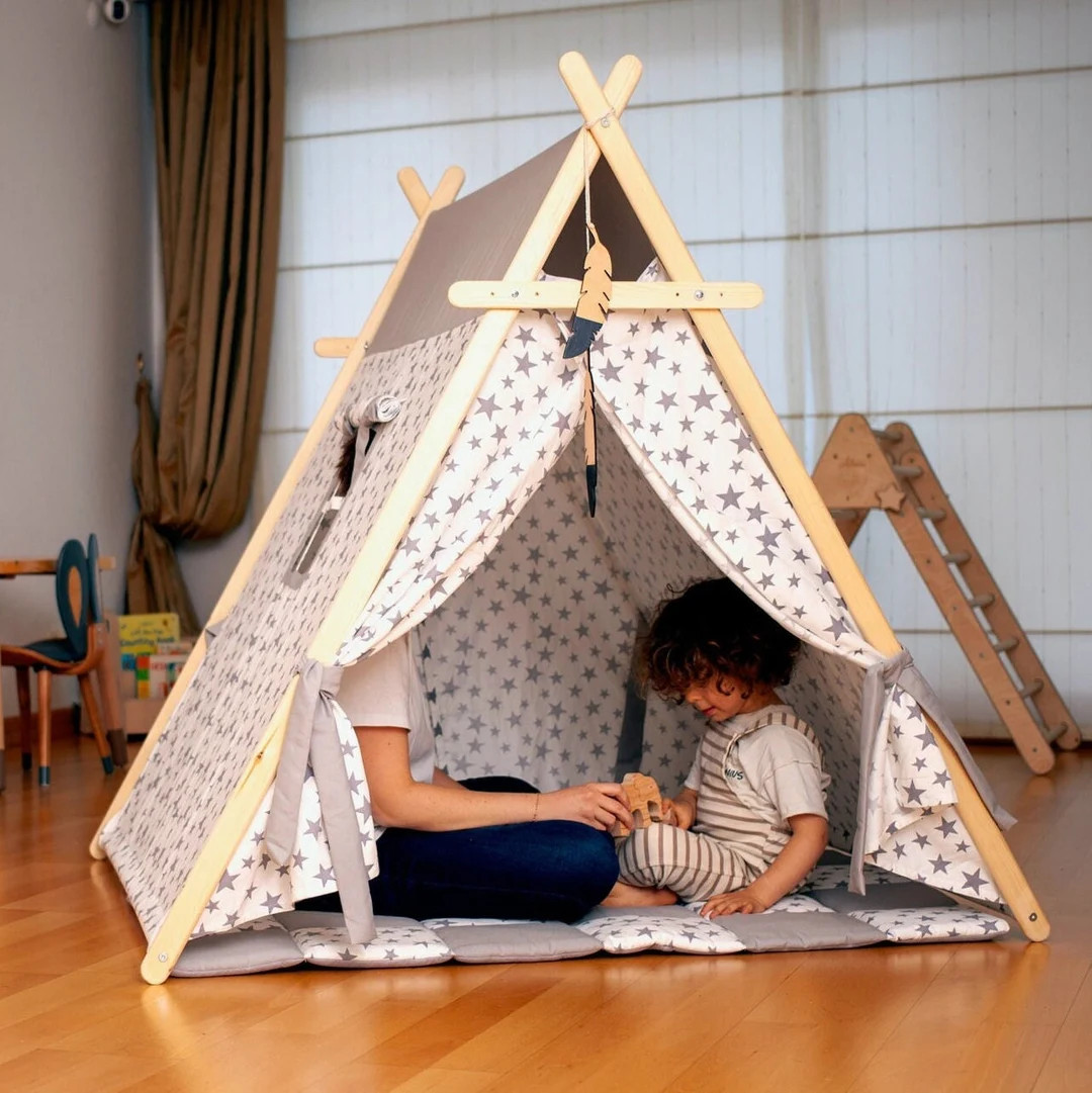 Large Kids Play Tent With Play Mat – Indoor Teepee for Toddlers, Boys and Girls, Play House for... | Etsy (US)