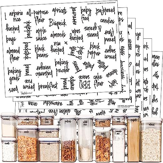 Talented Kitchen 375 Script Pantry Labels – Medium Size Labels Set – Food Label Sticker, Wate... | Amazon (US)