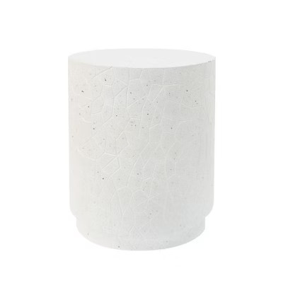 FONTOI End Table Outdoor Drum End Table White Speckled Finish Modern Accent Table for Patio Balcony or Living Room, White, 14.75"*14.75"*17.75" | Target