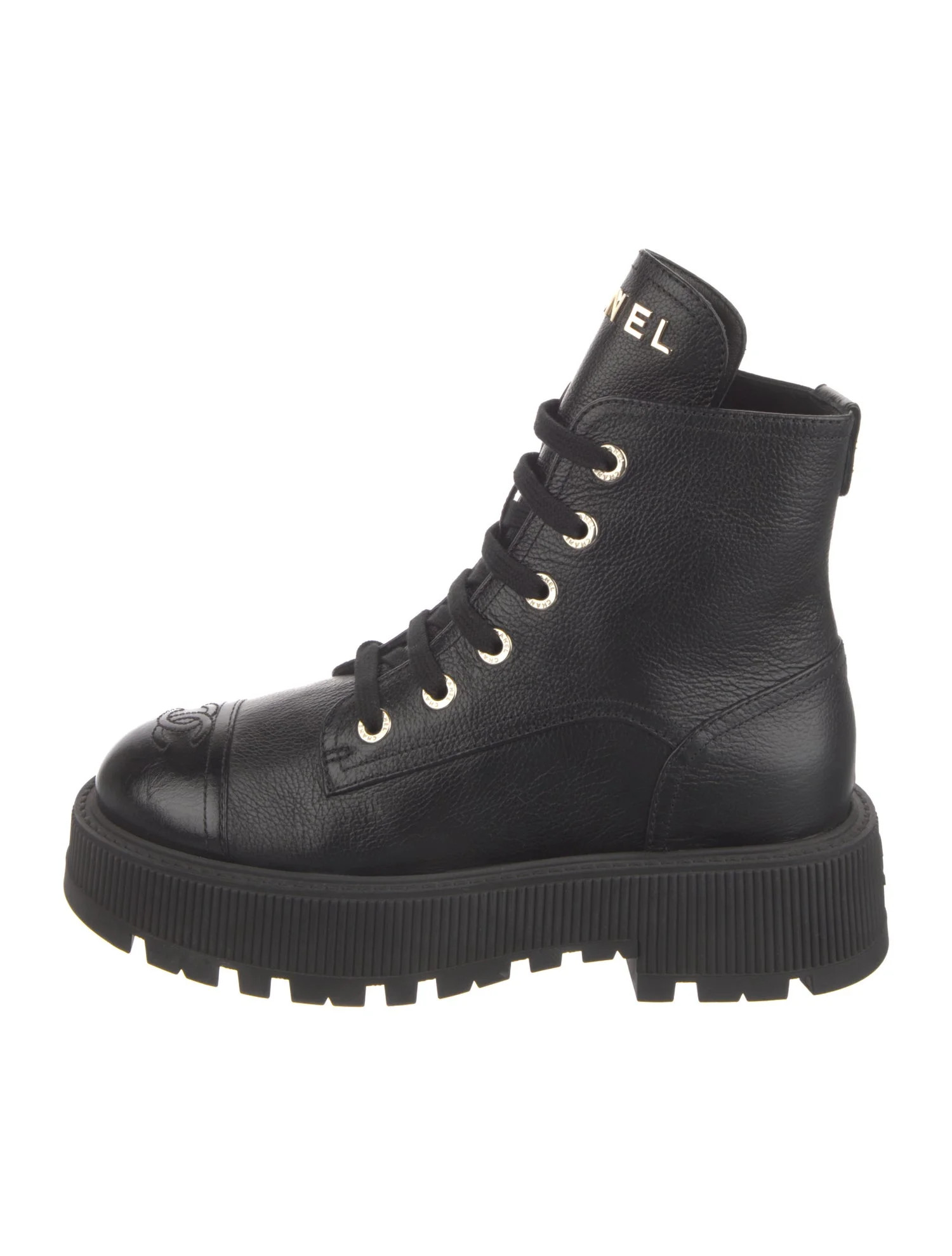 2023 Interlocking CC Logo Combat Boots | The RealReal