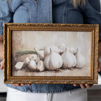 Muted Garlic Bulbs | French Brass Inspired Gold Mould Framed Art | luxe bCO