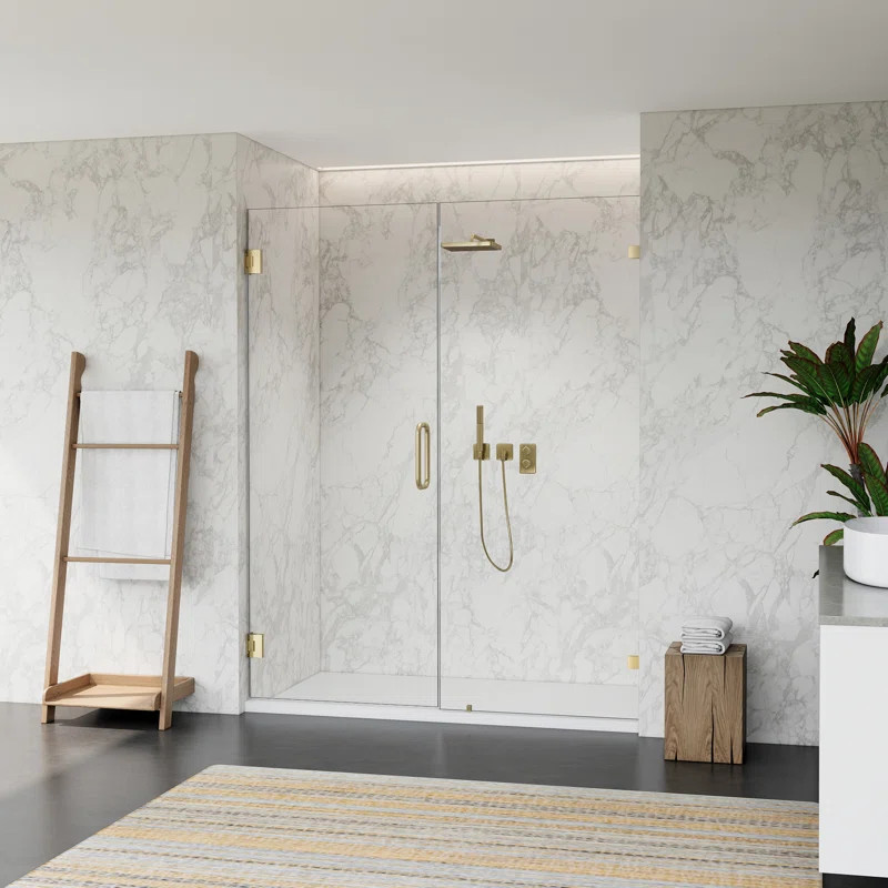 60" W x 74" H Hinged Frameless Shower Door | Wayfair North America