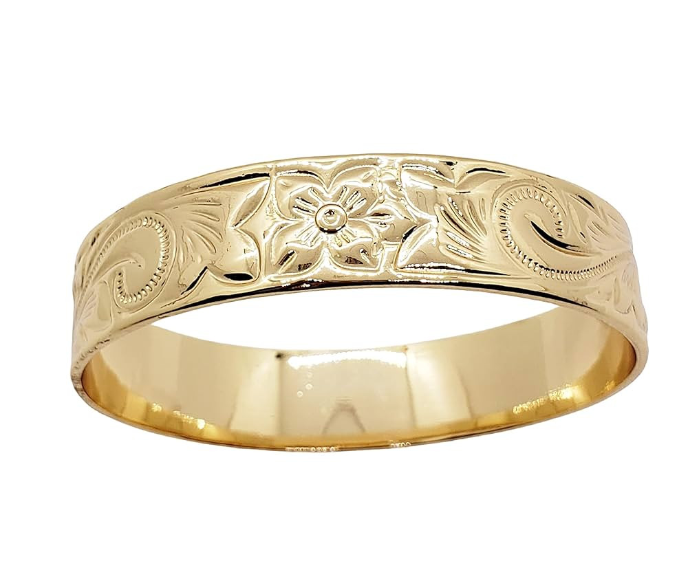 15mm Gold Plated Hawaiian Bangle Bracelet | Amazon (US)