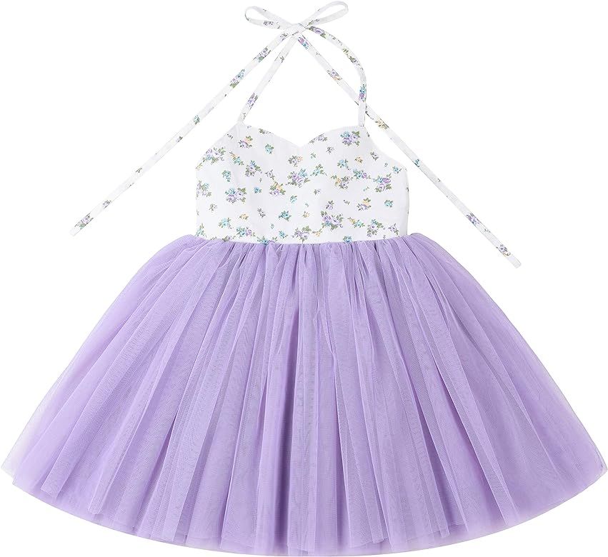 Flofallzique Baby Girls Dress Pink Toddler Tutu Tulle Wedding Tea Party Tulle Fancy Infant Dress | Amazon (US)