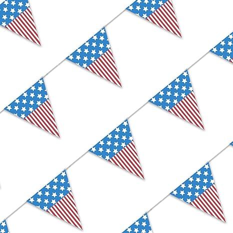 Piokio 33ft Red White Blue Pennant Patriotic Party Decoration Supplies, American Flag Banner, Vet... | Amazon (US)