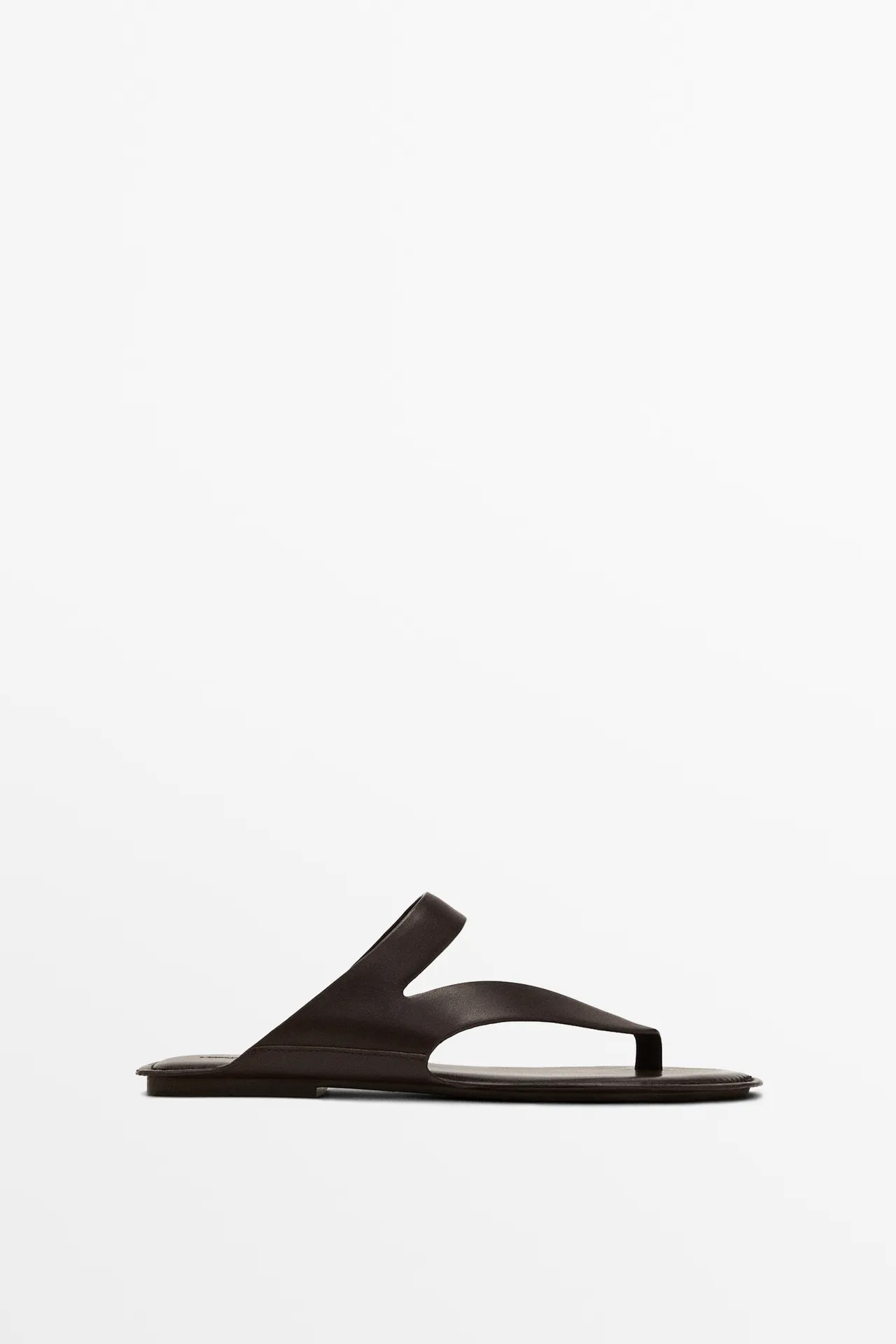 Asymmetric leather sandals with toe divider | Massimo Dutti US