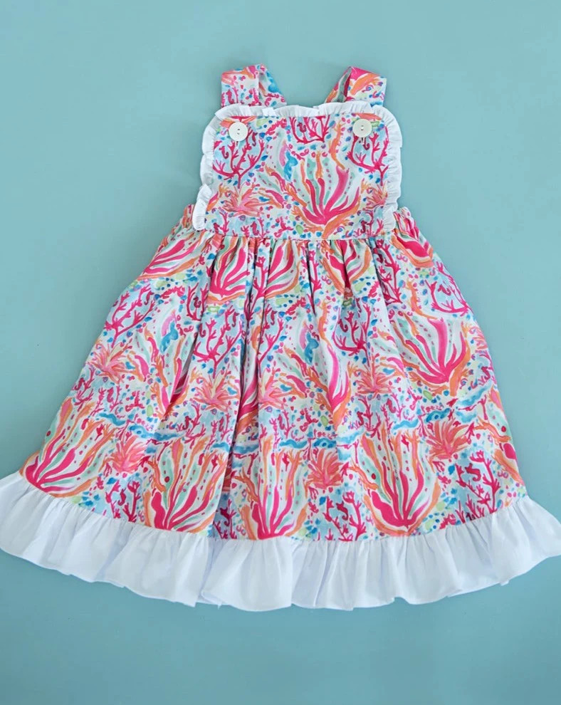 Caribbean Coral Sun Dress | Smockingbird Kids