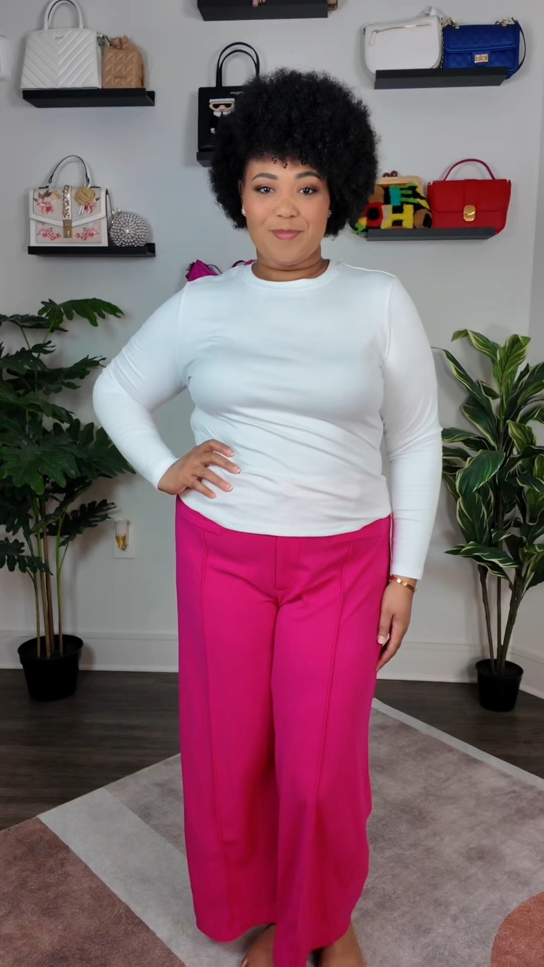 Bold Pink Pants Paired with White Top 

 #LTKValentine #LTKPlusSize