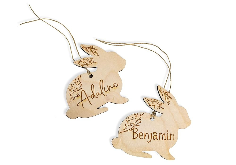 Wooden Easter Basket Tag Personalized, Easter Basket Name Tags, Wood Easter Bunny Gift T... | Amazon (US)