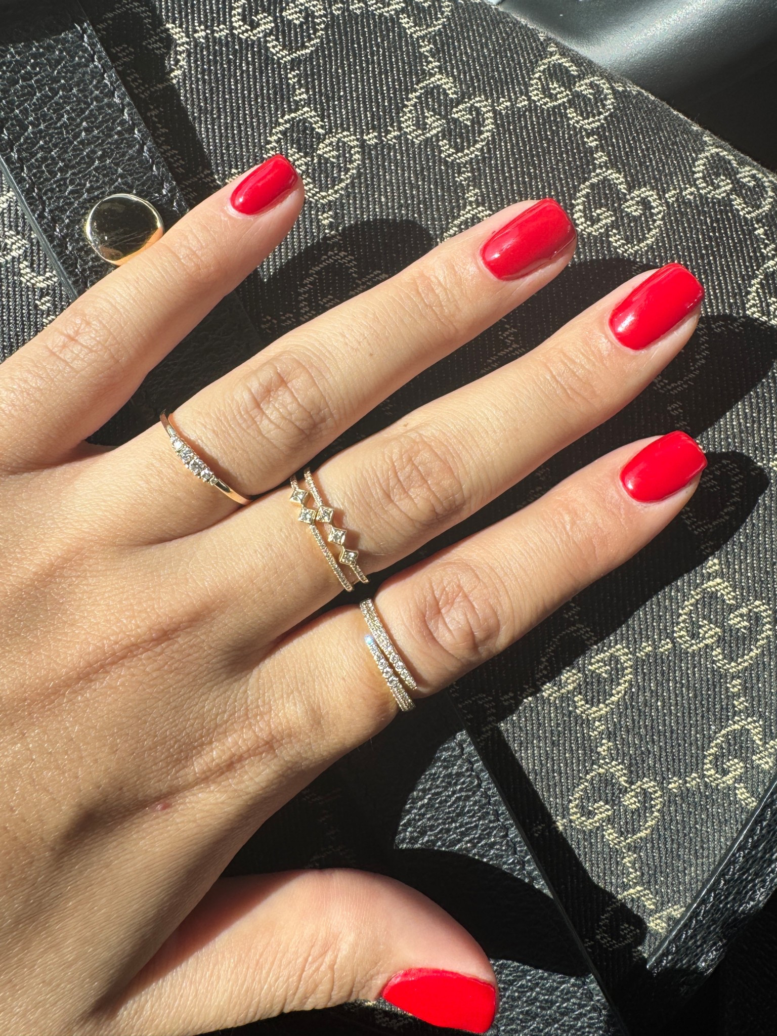 Ring Concierge trio that I wear everyday & my go to OPI color: Big Apple Red 
 

#LTKStyleTip #LTKSummerEdit