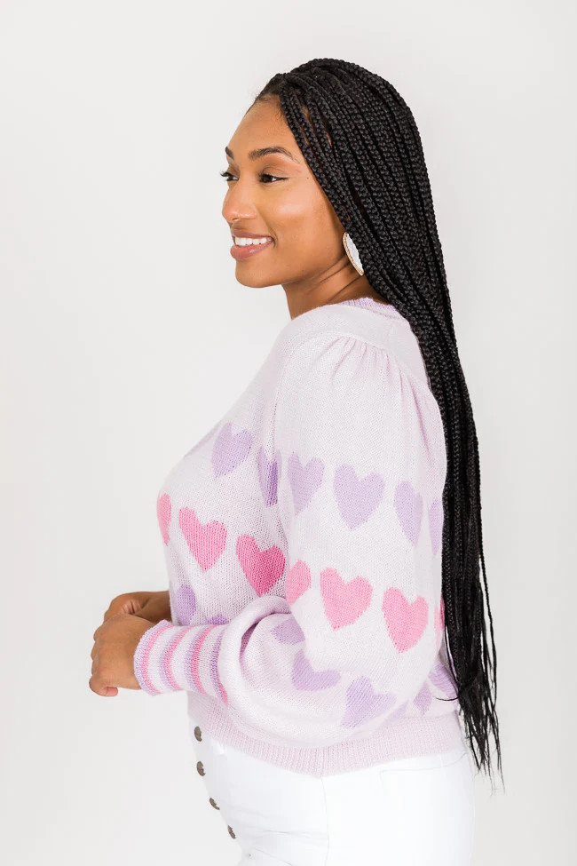 Heart On The Line Purple Heart Sweater | Pink Lily