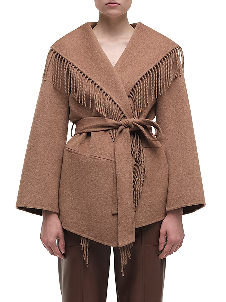 Women's Rowen Fringe Belted Wool-Blend Jacket - Beige - Size Medium | Saks Fifth Avenue