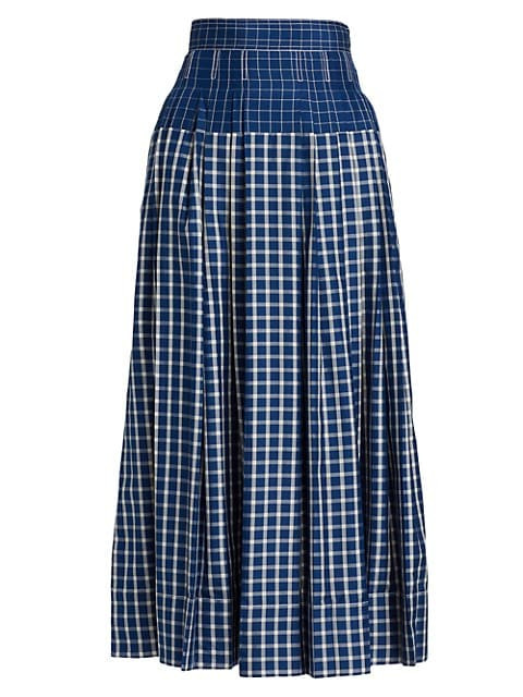 Tory Burch Picnic Plaid Silk Pleated Skirt | Saks Fifth Avenue