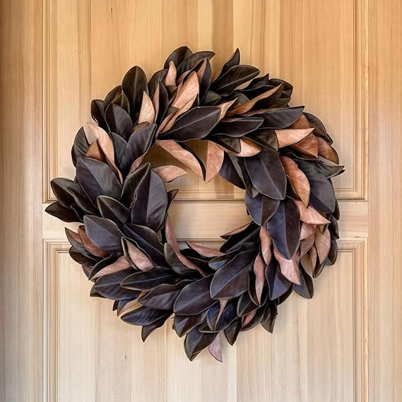 Holiday Collection Faux Wreath, Premium Artificial Indoor and Outdoor Large 30" Magnolia Leaf Chr... | Amazon (US)