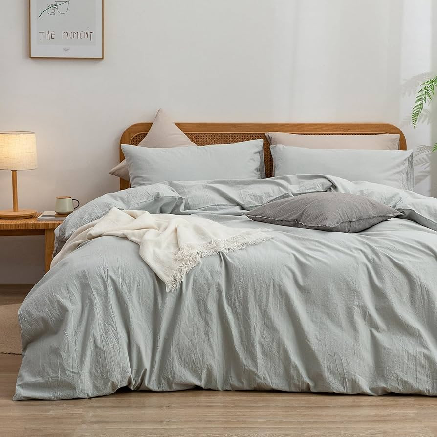 BESTOUCH Duvet Cover Set 100% Washed Cotton Linen Feel Super Soft Comfortable Chic Lightweight 2 ... | Amazon (US)