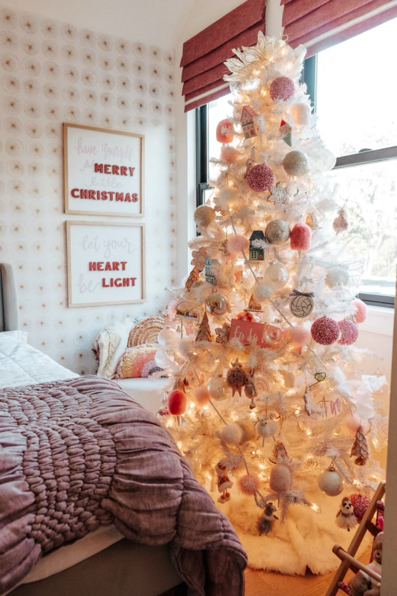 We went with a white Christmas tree and pink ornaments and the girls love it! Art is from Opal Plus Olive  

Christmas decor, holiday home 

#LTKSeasonal #LTKHoliday #LTKHome