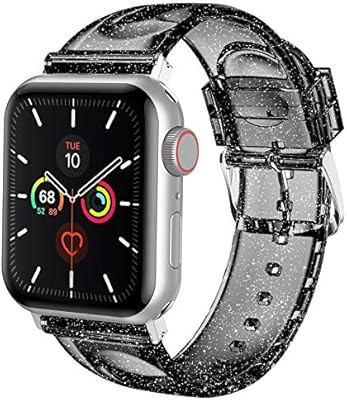 iiteeology Compatible with Apple Watch Band 42mm 44mm, Women Glitter Soft Silicone Sports iWatch ... | Amazon (US)