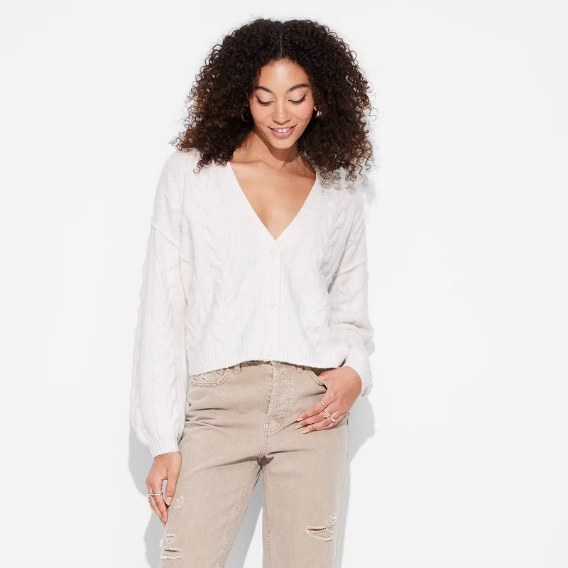 Women's Oversized Cable Sweater Cardigan - Wild Fable™ | Target