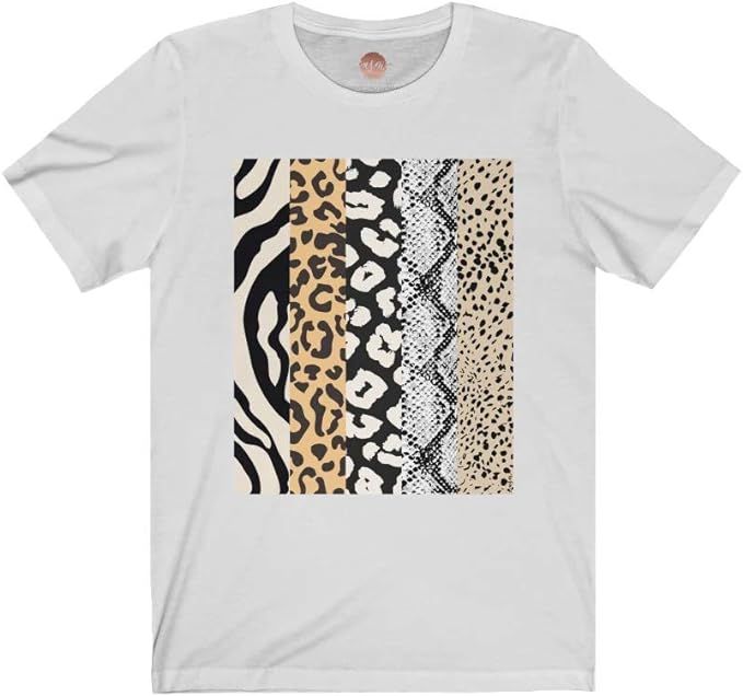 Animal Print Stripes Unisex Jersey Short Sleeve Tee | Amazon (US)