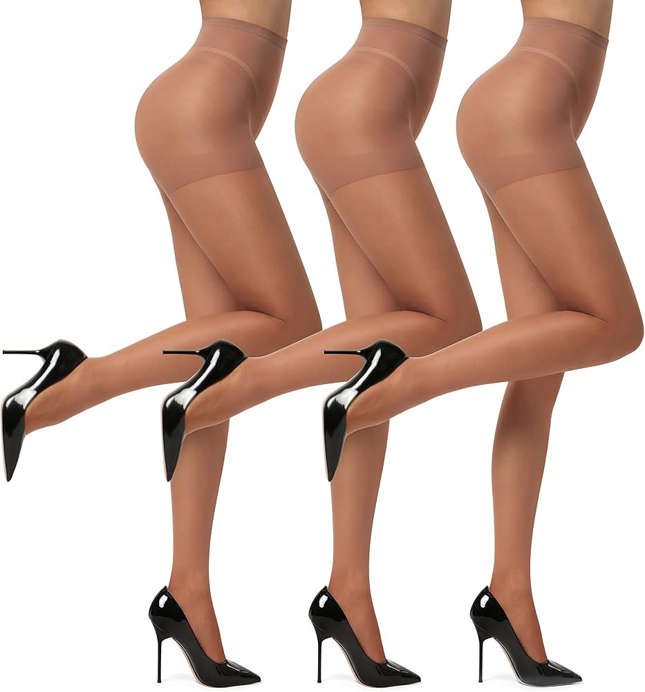 EVERSWE 3 Pairs Women's Sheer Tights 20D, High Waist Control Top Pantyhose Hosiery | Amazon (US)
