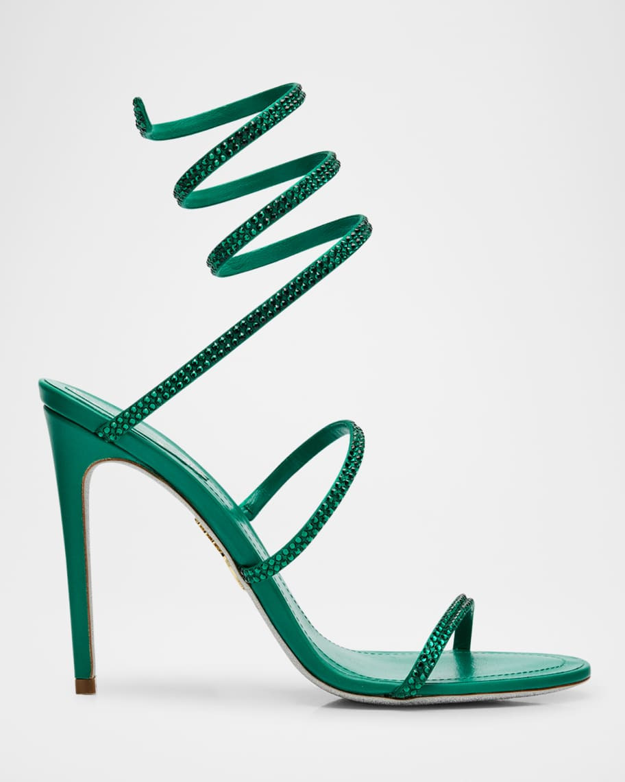 Cleo Satin Crystal Snake Wrap Sandals | Neiman Marcus