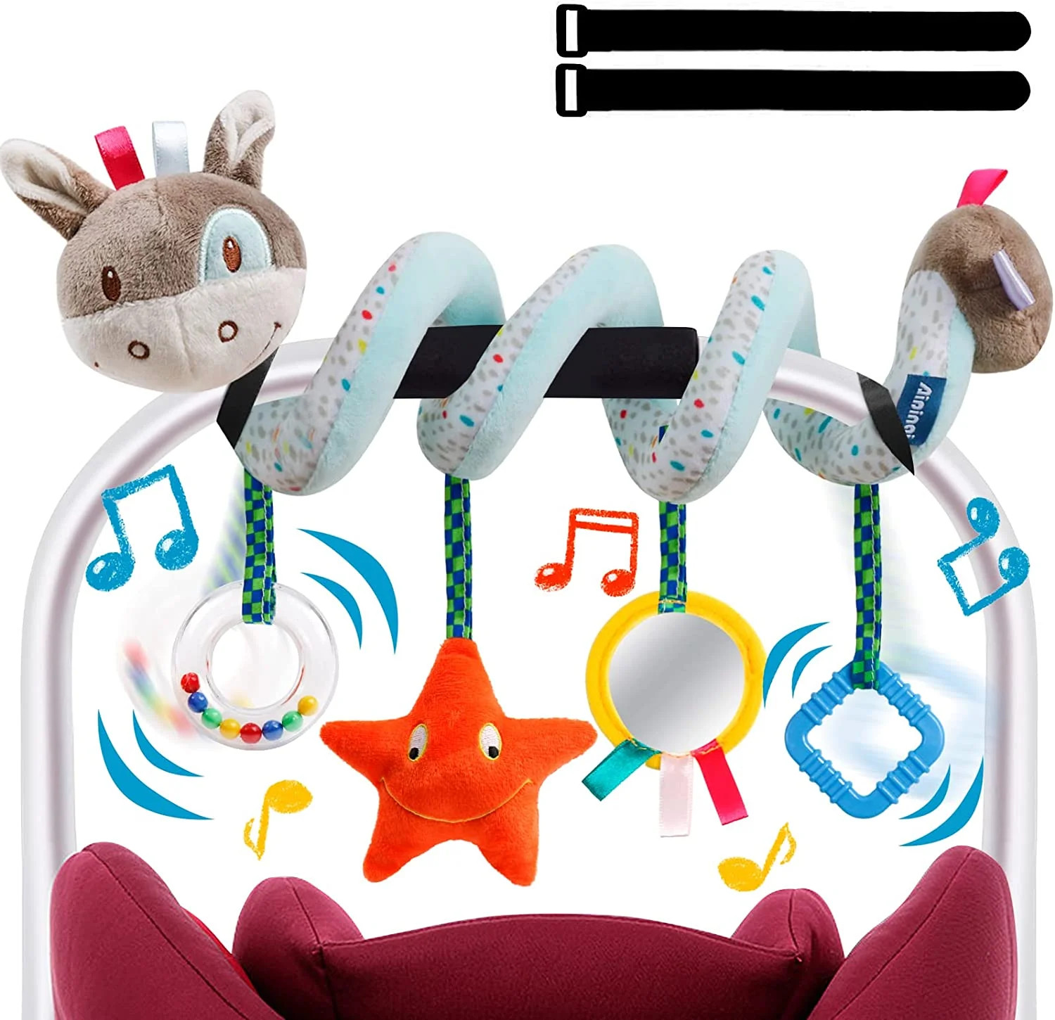 Style-Carry Car Seat Toys, Stroller Toy Baby Spiral Hanging Toys, 0-12 Months Newborn Toys for St... | Walmart (US)