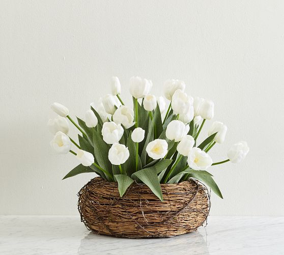 Faux Composed Tulips In Basket | Pottery Barn (US)