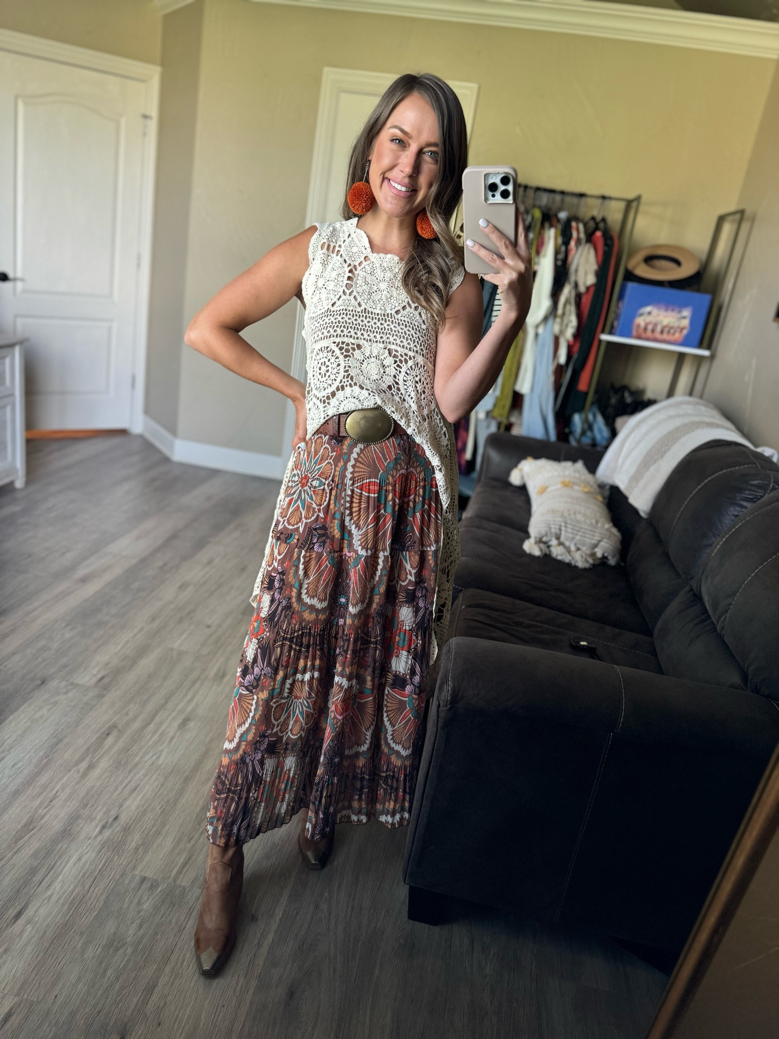Boho western outfit, boho outfit, maxi skirt style, free people style on a budget 

#LTKSummerSales #LTKSeasonal #LTKFindsUnder50