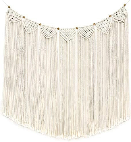 Mkono Large Macrame Wall Hanging Boho Tapestry Curtain Fringe Woven Bohemian Wall Decor Banner Ho... | Amazon (US)