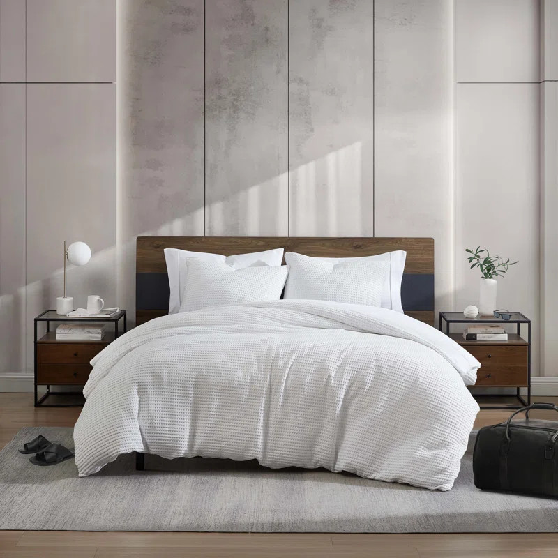 Kenneth Cole Solid Waffle Reversible Comforter Set | Wayfair North America