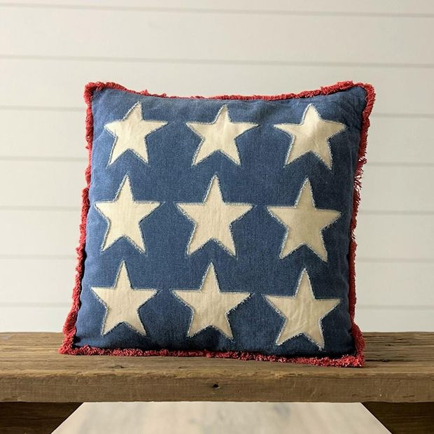 Americana Stars Stonewashed Throw Pillow | Antique Farm House