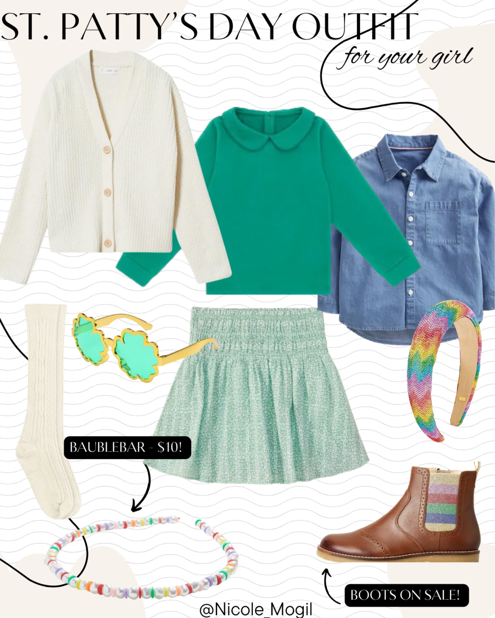 St. Patrick’s Day outfit idea for girls! ☘️ 🌈 
.
.
.
.
#stpatricksday #paradeoutfit #irishsweater #kneehighs #bootsale #baublebar #boden #amazonfind 

#LTKSale #LTKkids #LTKunder50