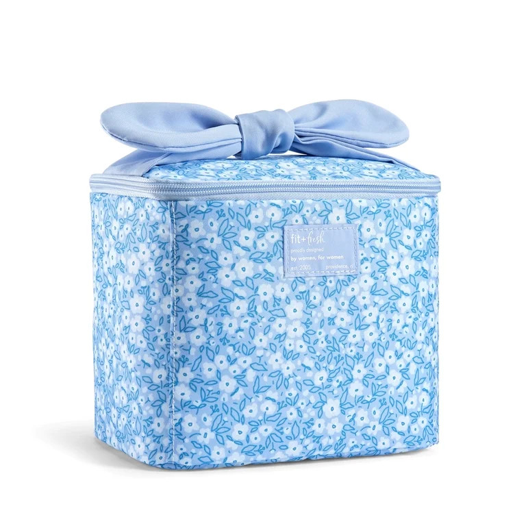 Fit & Fresh Luna Insulated Lunch Bag for Girls, Blue Floral with Bow Handle | Walmart (US)