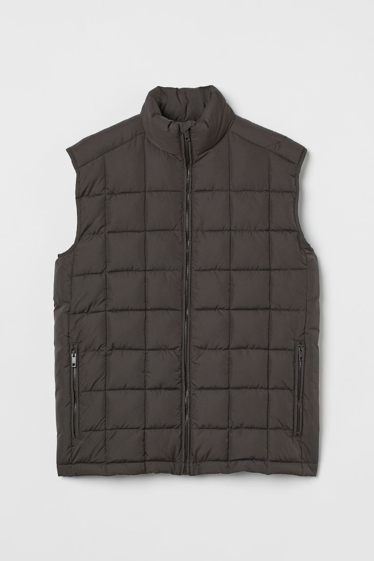 Quilted, padded vest in windproof, water-repellent functional fabric. Stand-up collar, zipper at ... | H&M (US + CA)