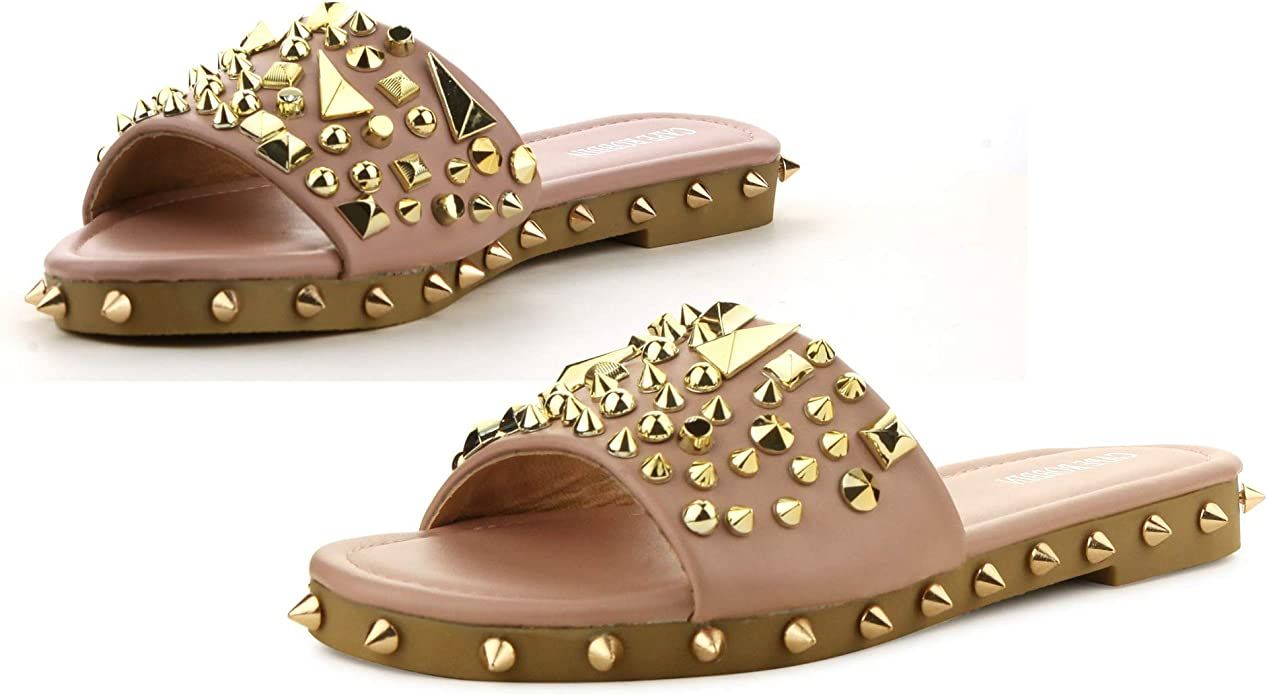 Cape Robbin Tonie Sandals Slides for Women, Studded Womens Mules Slip On Shoes | Amazon (US)