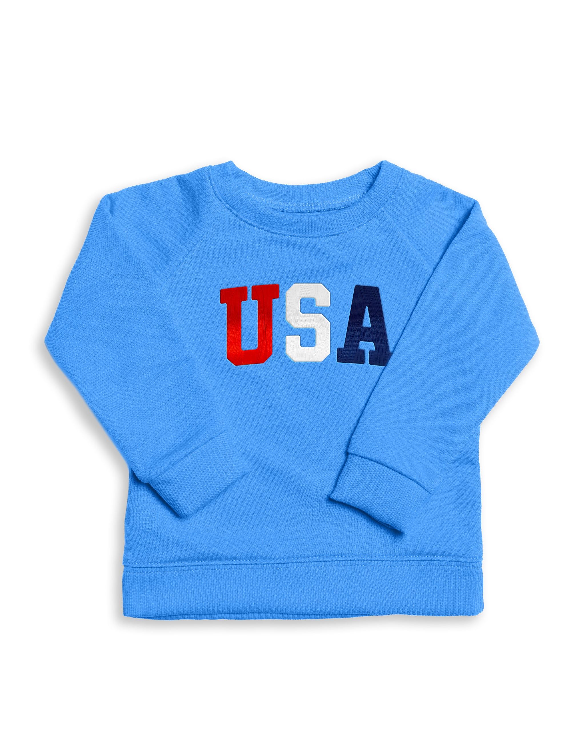 The Organic Embroidered Pullover Sweatshirt [Marine Blue USA] | 1212