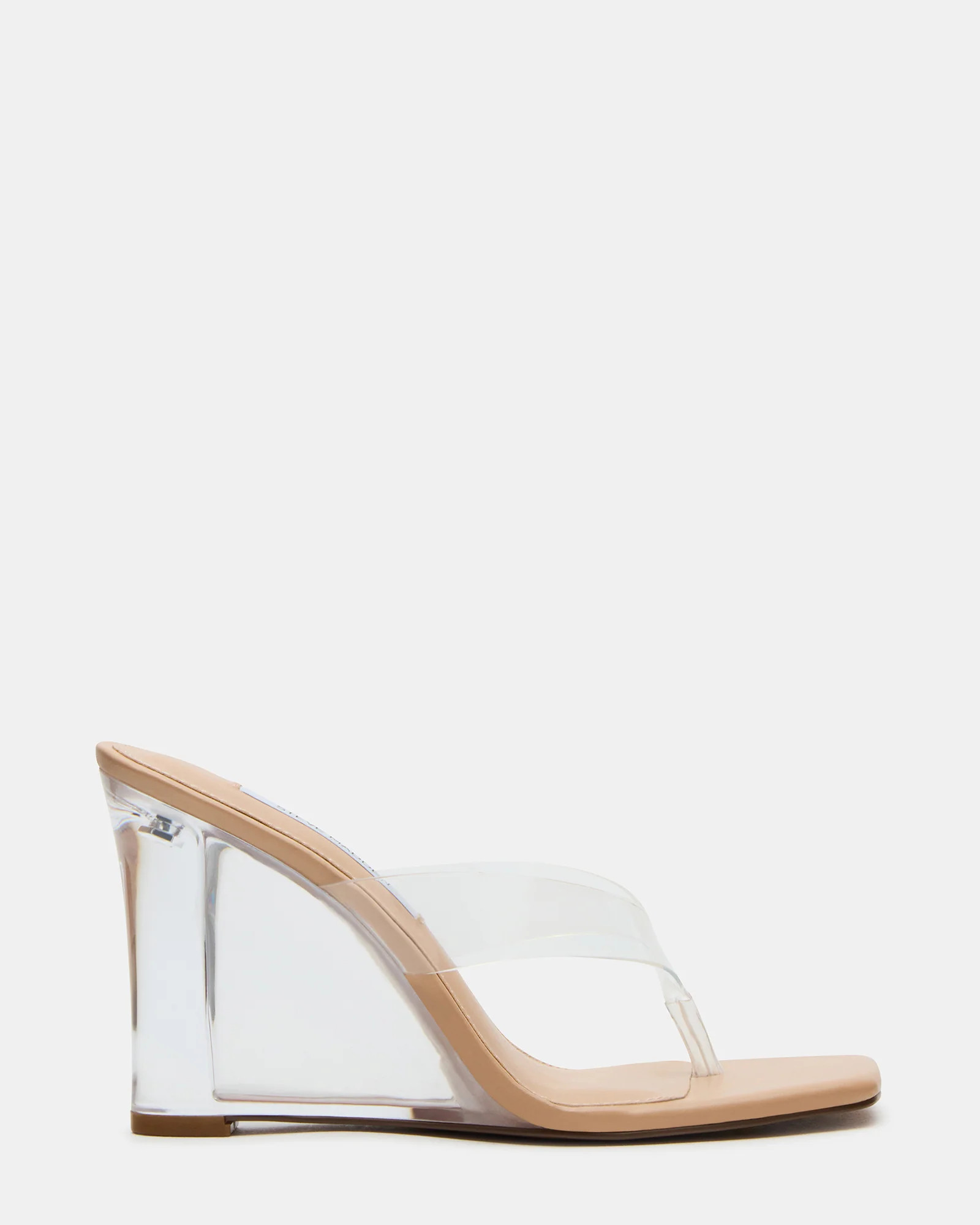 KATRINE Clear Square-Toe Thong Strappy Wedge Women's Sandal | Steve Madden (US)