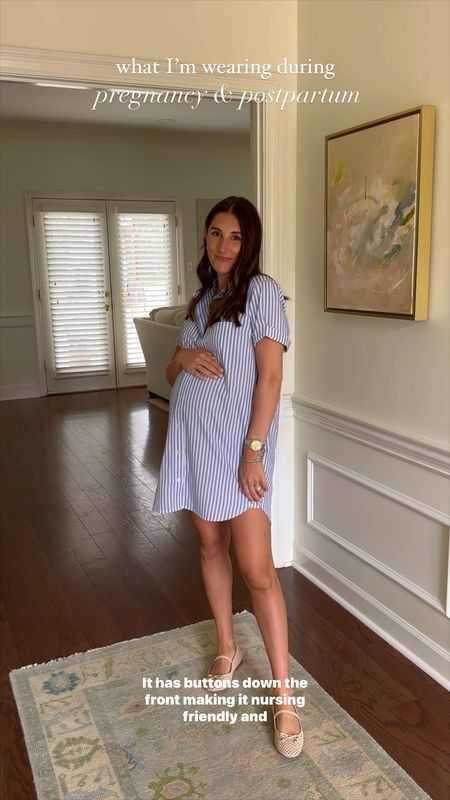 For the rest of my pregnancy I’m buying outfits that will work now & postpartum! This dress is perfect for the summer heat and it’s oversized making it great for the growing bump. I love that is has buttons down the front making it nursing friendly for postpartum. I’m wearing an XS regular and am 34 weeks pregnant and 5’2” for reference 🤍 it’s also available in petite and tall sizing! 

#LTKfindsunder100 #LTKVideo #LTKbump