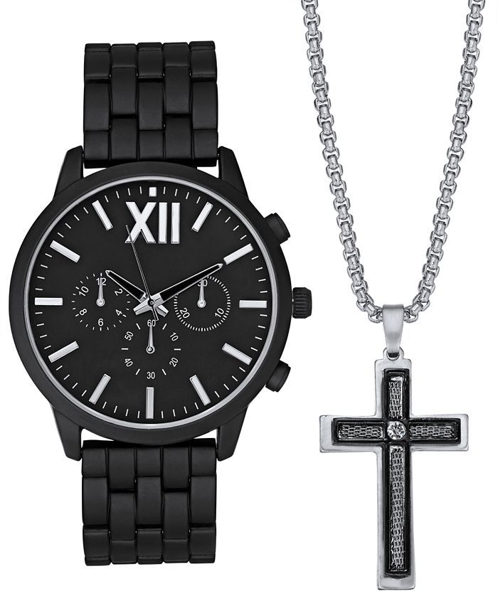 INC Men's Matte Black Bracelet Watch 48mm Gift Set, Created for Macy's | Macys (US)