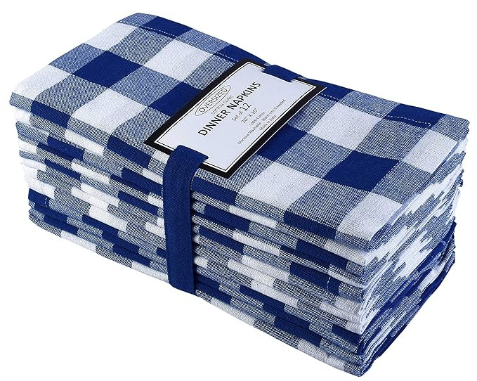 Cotton Clinic 20x20 Gingham Buffalo Check Cloth Dinner Napkins Pack of 12, 100% Cotton Cocktail N... | Amazon (US)