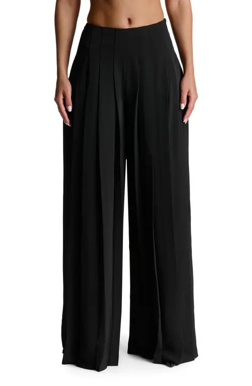 Naked Wardrobe Pleated Wide Leg Pants in Black at Nordstrom, Size Large | Nordstrom